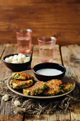 Cauliflower carrot green peas dill fritters