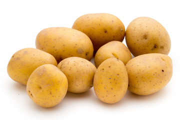 Raw potato isolated on white background.