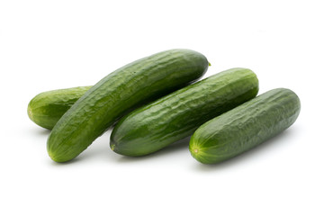 Eco cucumber on white background. Fresh vegetables.