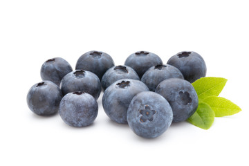 Fresh blueberries on a white background.