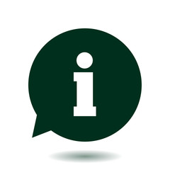 Info speech bubble symbol. Flat design style.
