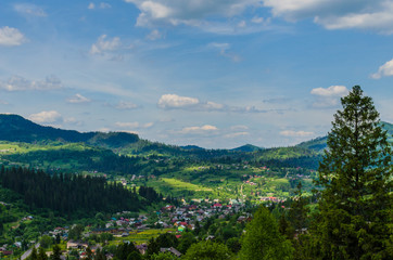 Background of Carpathian mountains landscape in Ukraine