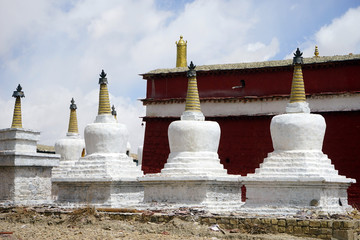 Fototapeta na wymiar White stupas