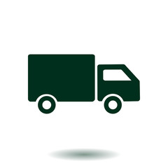 Delivery truck sign icon. Cargo van symbol. Shipments and free delivery. Flat style. Vector.
