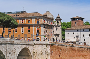Obraz na płótnie Canvas Roma, l'isola Tiberina da Trastevere