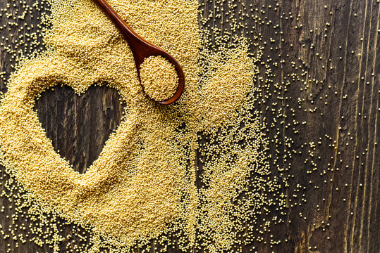 Wooden spoon with amaranth seeds