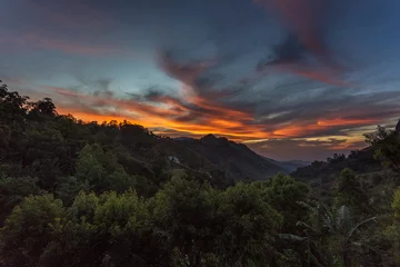 Foto op Canvas Sri Lanka Ella landscape sunrise, colorful sky in jungle © michalsanca