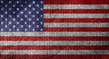 Waving Flag United States , United States flag on soft and smooth silk texture