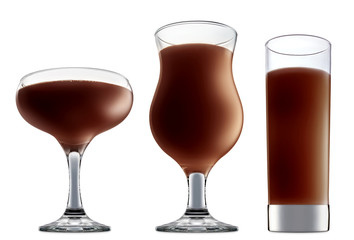 Original Irish Cream Liqueuron alcohol cocktail or chocolate mocktail in classic glass with brown beverage isolated on white background
