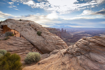 Mesa arch just after sunrise in Canyonlands National Park, Utah 