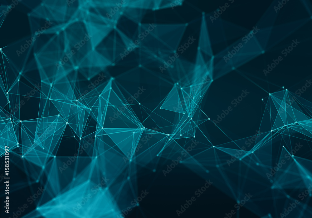 Poster polygonal space low poly background with triangles