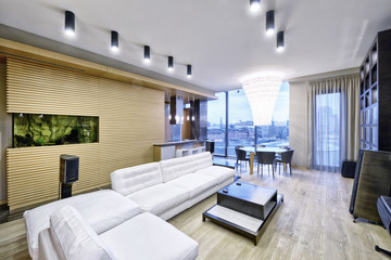 
Russia, Moscow region - Interior design living room in luxury new apartment.