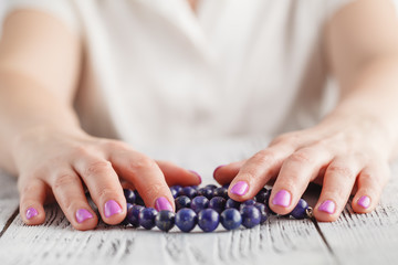 manicure design with lapis lazuli beads