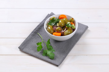 vegetable salad with pickled olives