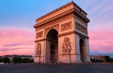 Fototapeta premium The Triumphal Arch at sunset, Paris, France.