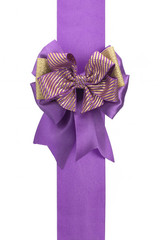 Beautiful bow lilac with gold on a white background