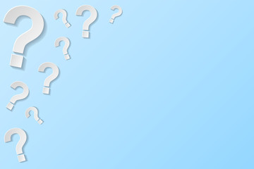 Question marks on blue background. Vector illustration.