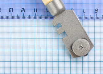glass cutter and  ruler