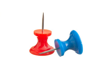 red and blue pushpin