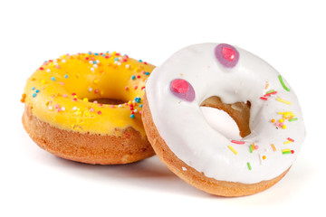 two glazed donut isolated on white background