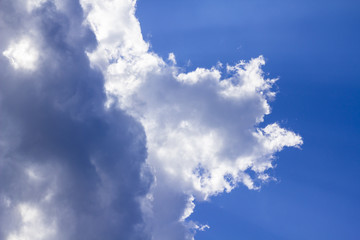 The sun hid behind the clouds on a sunny day