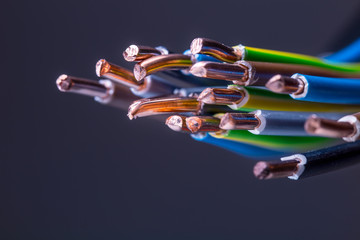 Group of colored electrical cables - studio shot.