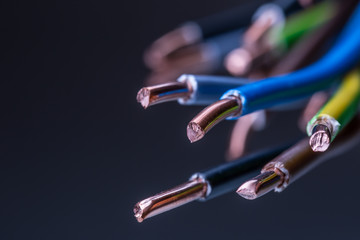 Fototapeta Group of colored electrical cables - studio shot. obraz