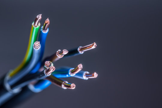 Group Of Colored Electrical Cables - Studio Shot.