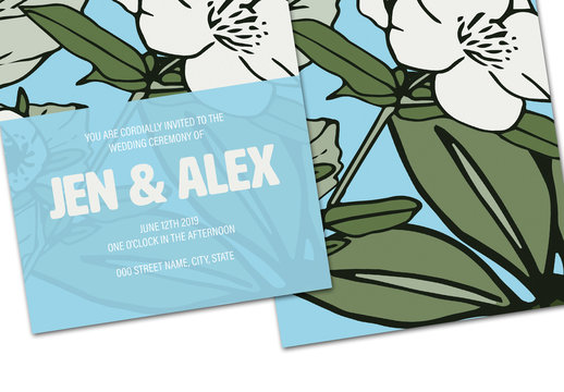 Light Floral Wedding Invitation Layout