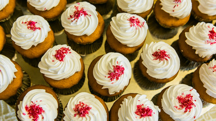 Candy Bar. Delicious sweet buffet with cupcakes. Sweet holiday buffet with cupcakes and other desserts.