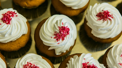 Candy Bar. Delicious sweet buffet with cupcakes. Sweet holiday buffet with cupcakes and other desserts.