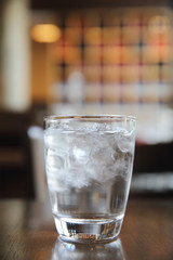 Water glass in restaurant
