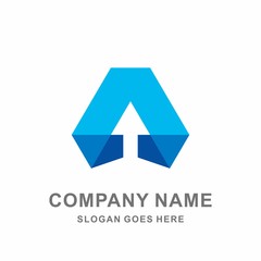 3D Geometric Triangle Arrow Monogram Letter A Architecture Interior Space Business Company Stock Vector Logo Design Template 