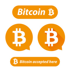 Bitcoin logo sign button set