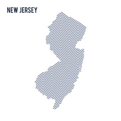 Vector abstract hatched map of State of New Jersey isolated on a white background.