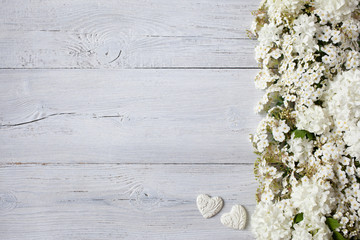 Wedding background with white flowers and heart - Powered by Adobe