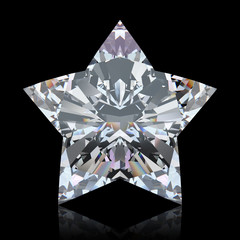 3D illustration diamond stone star