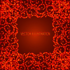 Obraz na płótnie Canvas Red background with ornamental border. Vector illustration.