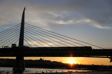 Golden Horn Metro Bridge in Istanbul, Turkey