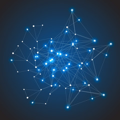 abstract social network on blue background