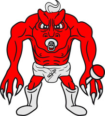 baby kind rassel windel schnuller klein groß monster böse gefährlich gefräßig horror halloween grinsen