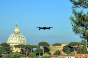 drone with rome in background