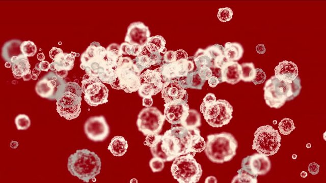 4k Abstract cells virus dust particles background.