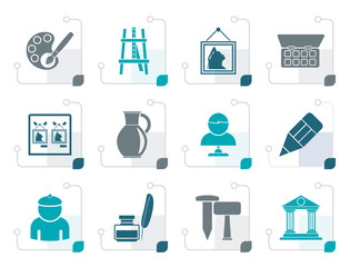Stylized Fine art objects icons - vector icon set