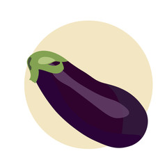 Flat styled illustration of an eggplant, melongene or brinjal. Aubergine isolated. Eggplant icon.