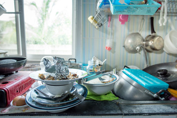 Dirty kitchen, Should be cleaned.