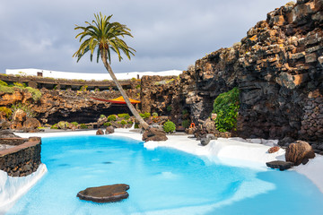 Jameos del Agua pool in volcanic cave, Lanzarote, Canary Islands, Spain