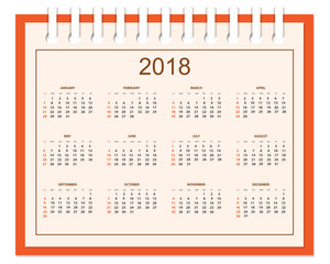 Business calendar for wall or desk year 2018