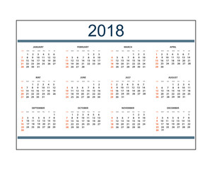 Business calendar for wall or desk year 2018