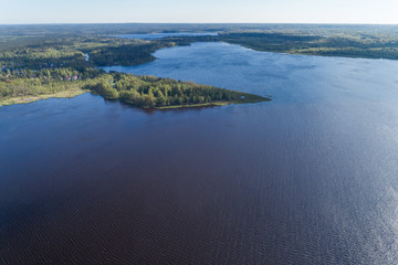 Aerial view of a forest lake
